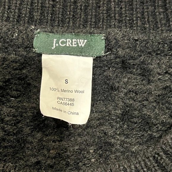 J Crew Women's Wool Striped Crew Sweater, Black Ivory, S - Picture 3 of 8